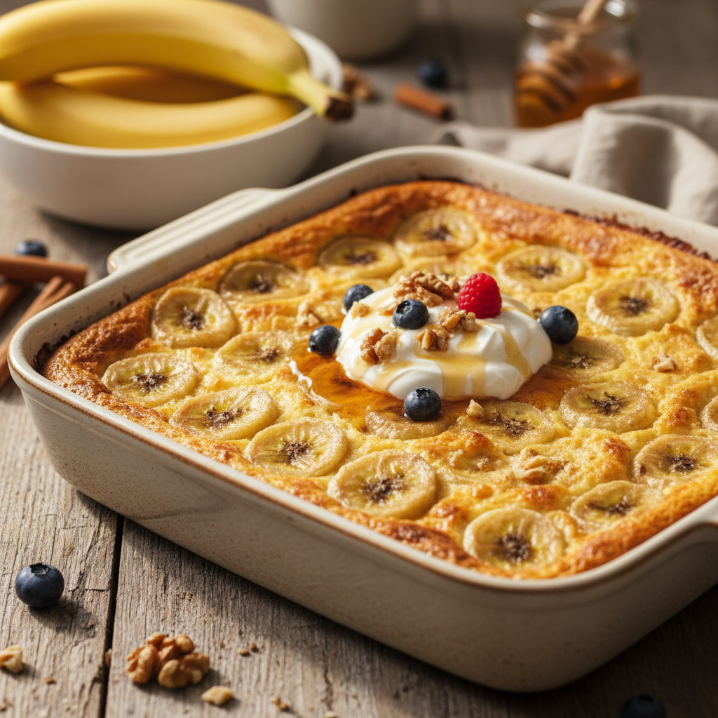 Purus varškės apkepas su bananais: receptas, kurį pamilsite