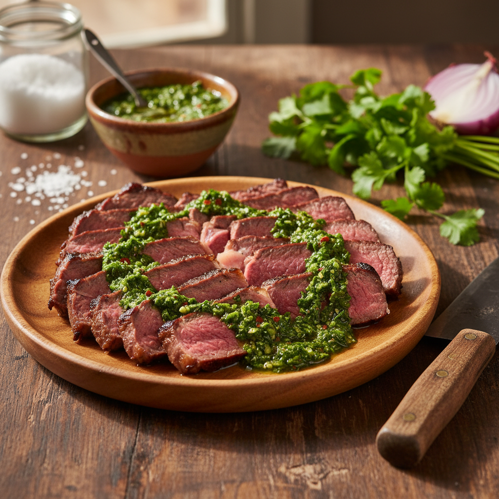 Churrasco kepsnys su chimichurri: receptas gurmanams