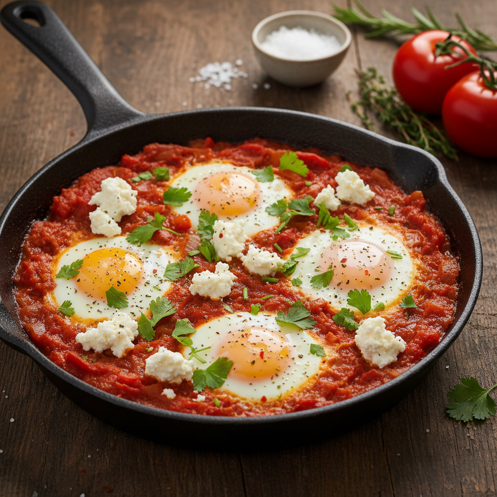 Šakšuka su feta: receptas tobulai dienos pradžiai