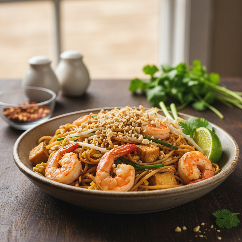 Tobulas „Pad Thai“ su krevetėmis: vakarienė per 20 minučių